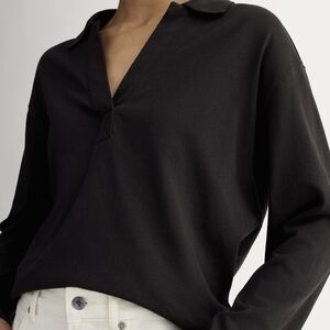 Black Rugby Long Sleeve Collared Top